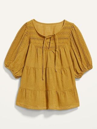 Puff-Sleeve Tiered Embroidered Swing Blouse for Women | Old Navy (US)