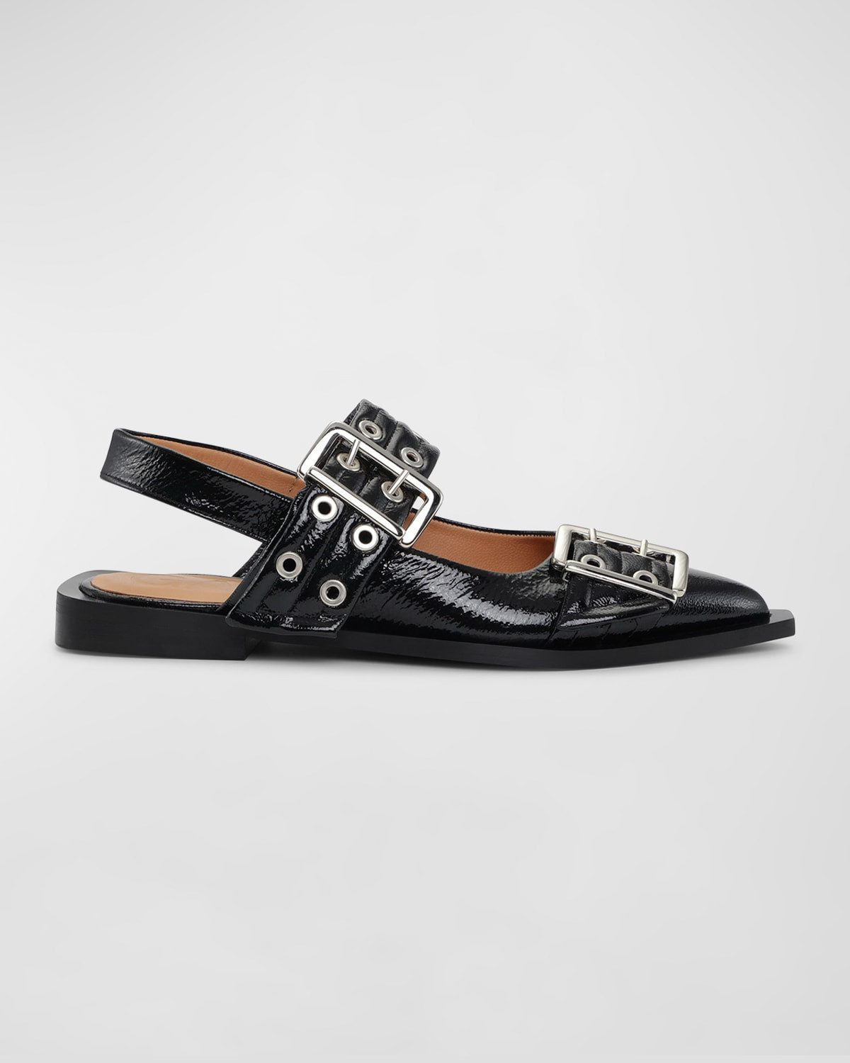 Dual-Buckle Slingback Ballerina Flats | Neiman Marcus