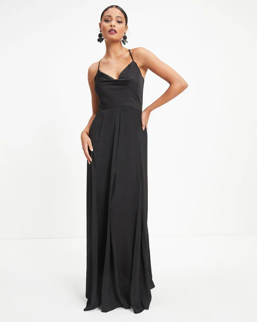 Hey Bella Satin Cowl Neck Maxi Dress - Black - FINAL SALE | VICI