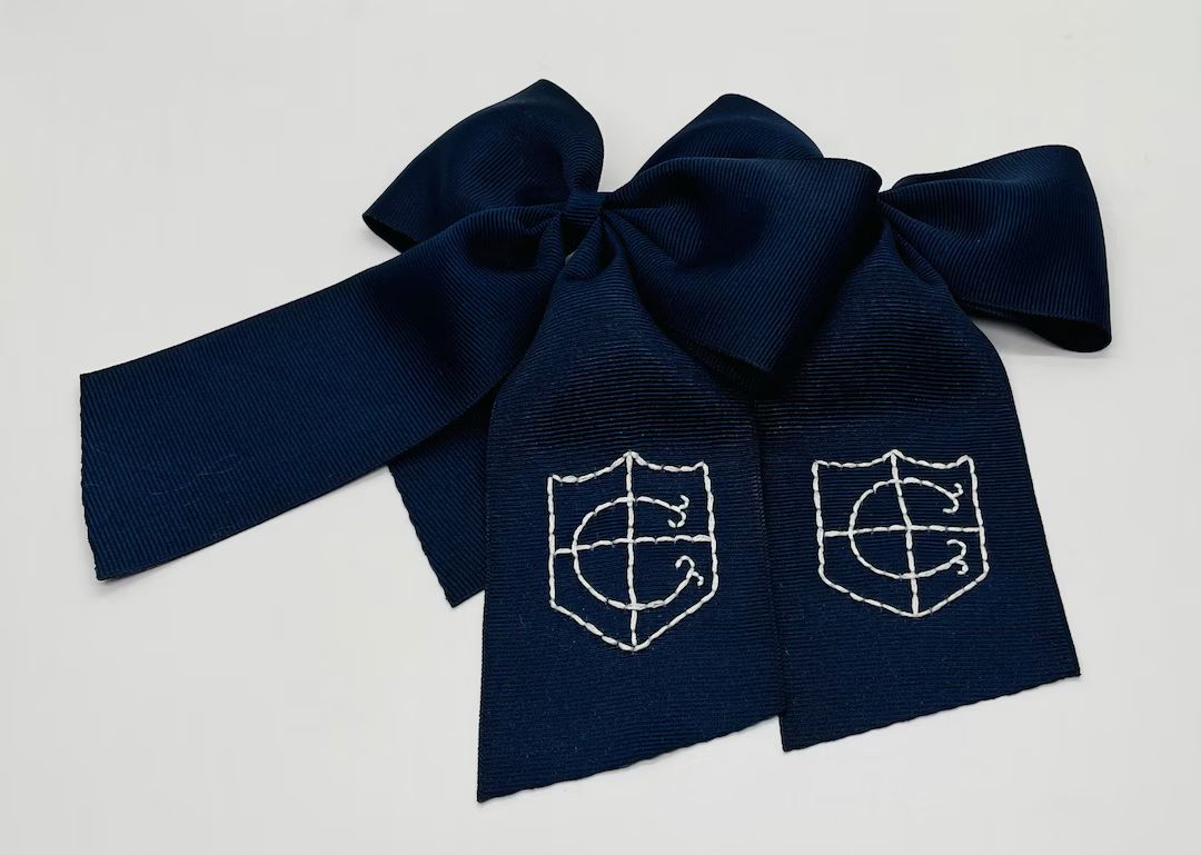 Custom School Hand-Embroidered Bow | Etsy (US)