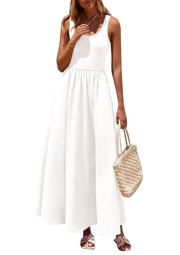 PRETTYGARDEN Womens Summer Casual Scoop Neck Sleeveless Long Dresses Tank Top Patchwork Aline Swi... | Amazon (US)