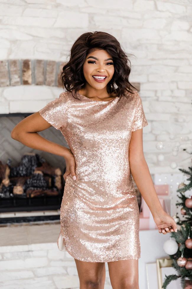 Midnight Toast Sequin Gold Dress FINAL SALE | The Pink Lily Boutique