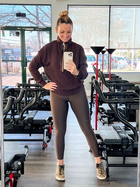 Perfect Pilates outfit!  Love these leggings that run TTS and the super chic half zip is super soft and great for after class.  

#LTKfitness #LTKGiftGuide #LTKover40