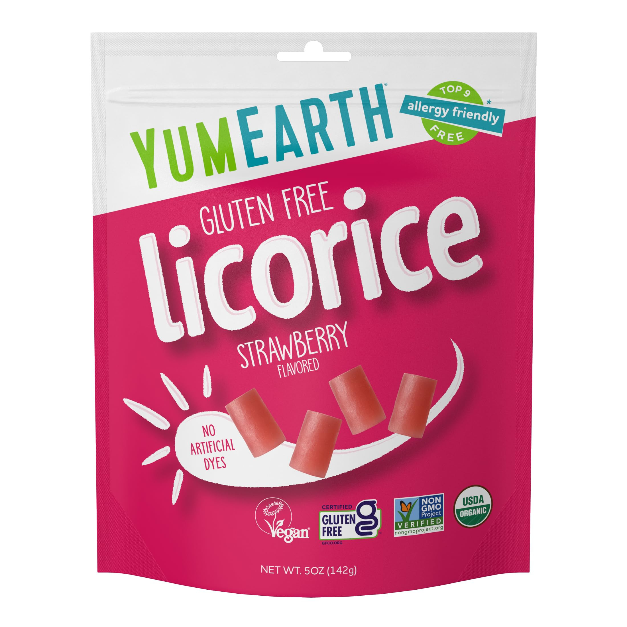YumEarth Organic Gluten Free Strawberry Licorice Snack Packs - Allergy Friendly, Gluten Free, Non... | Amazon (US)