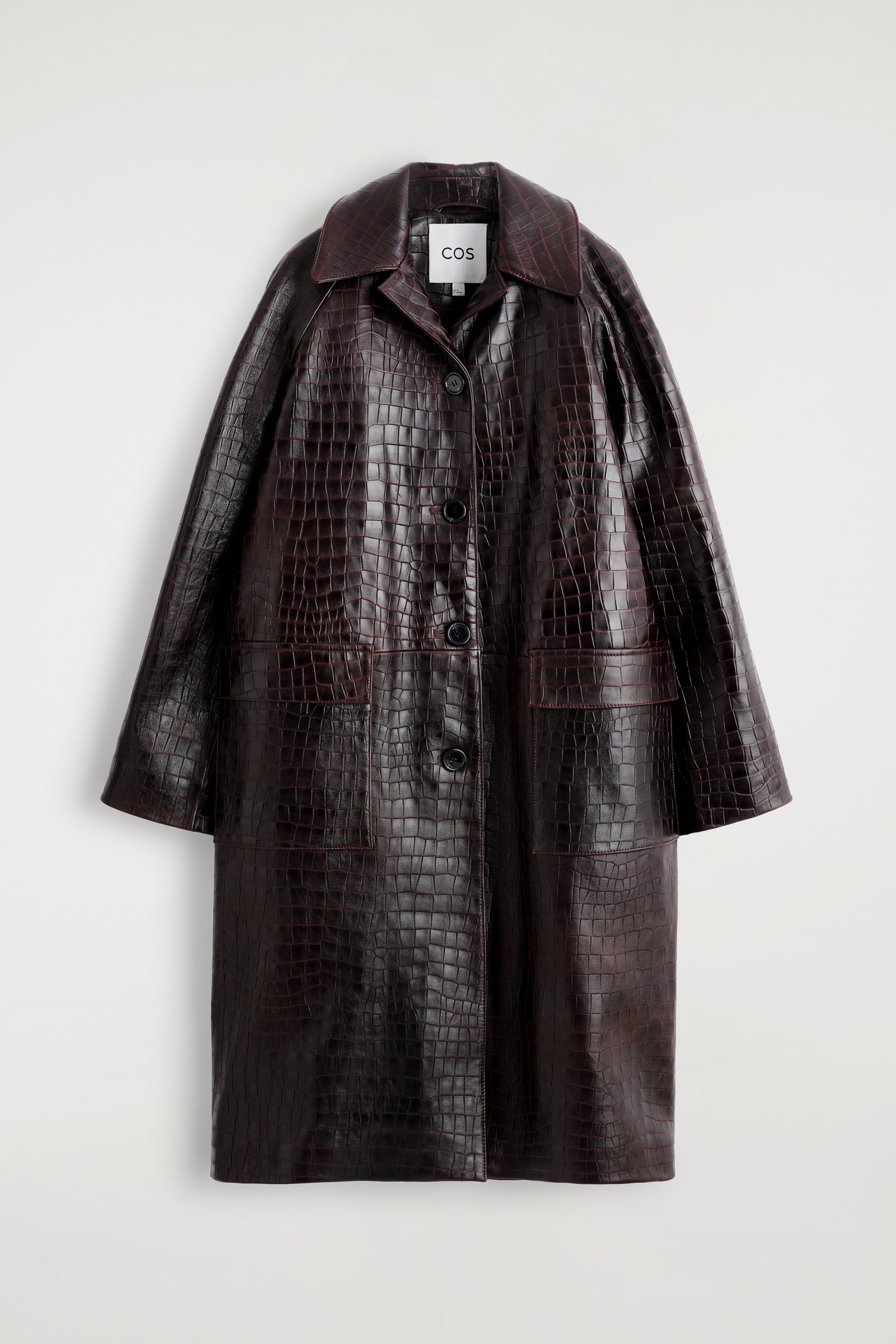 CROC-EFFECT LEATHER COAT - DARK BROWN | COS | COS UK