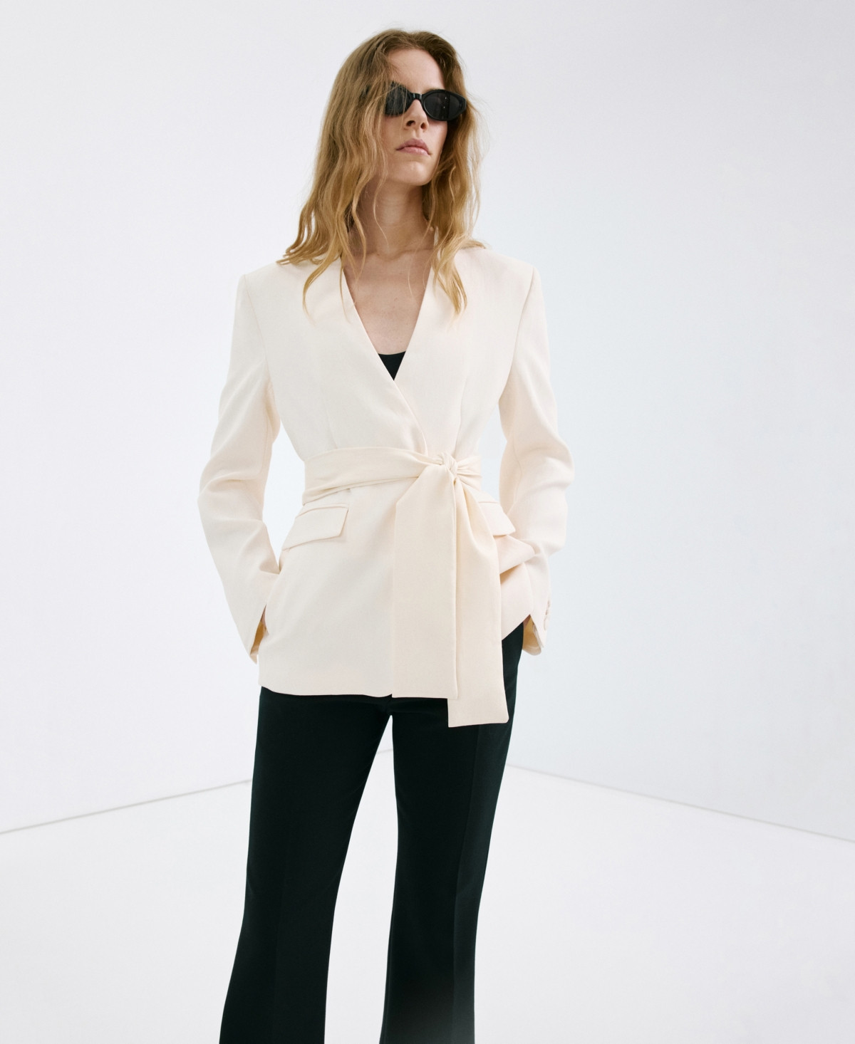 Mango Women's Without Lapels Suit Blazer - Ecru | Macy's