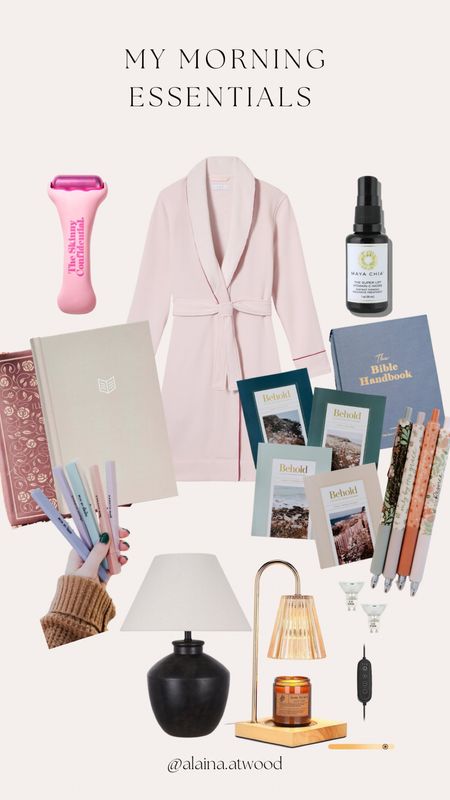 My daily go-to items in the mornings! 
lake pajamas, robe, skincare, credo beauty, ice roller, Bible, devotional, highlighters, pens, candle warmer lamp, lamp, mom’s morning routine

#LTKhome #LTKfamily