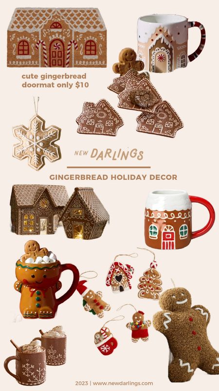 Gingerbread holiday decor 🎄 loving the holiday gingerbread plates and the gingerbread house doormat. The mugs are at a variety prices too!! 

#LTKSeasonal #LTKHoliday #LTKHolidaySale