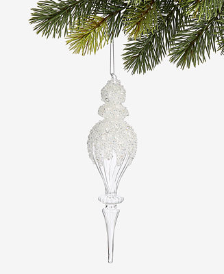 Holiday Lane Iced Delight Glass Frosted Finial Ornament, Macy's Exclusive  - Macy's | Macy's