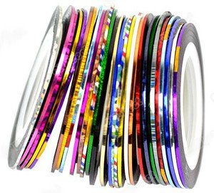 30Pcs Mixed Colors Rolls Striping Tape Line Nail Art Tips Decoration Sticker from Y2B | Amazon (US)