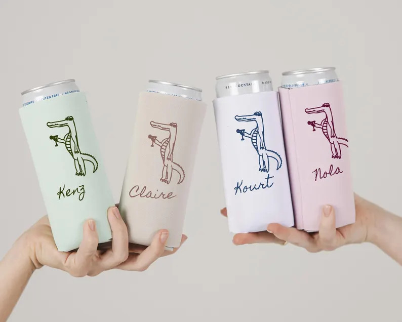 Custom Alligator Name Can Cooler: New Orleans Bachelorette Party Favor, Florida Wedding Can Coole... | Etsy (US)