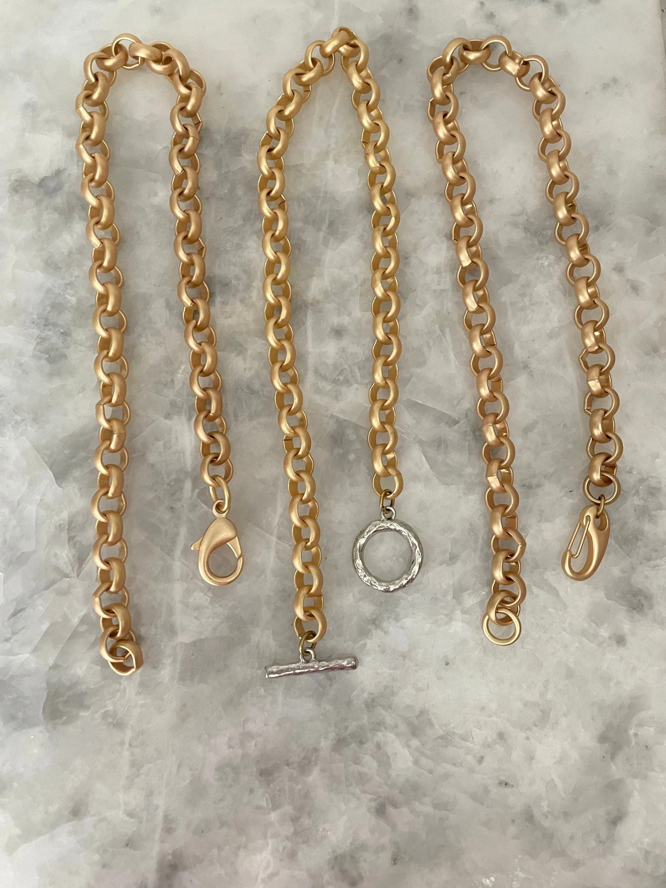 Chunky Gold Chain Necklace, Matte Rolo, Antique Gold Plate, 11mm, High End Jewelry, Mens, Clasp 1... | Etsy (US)