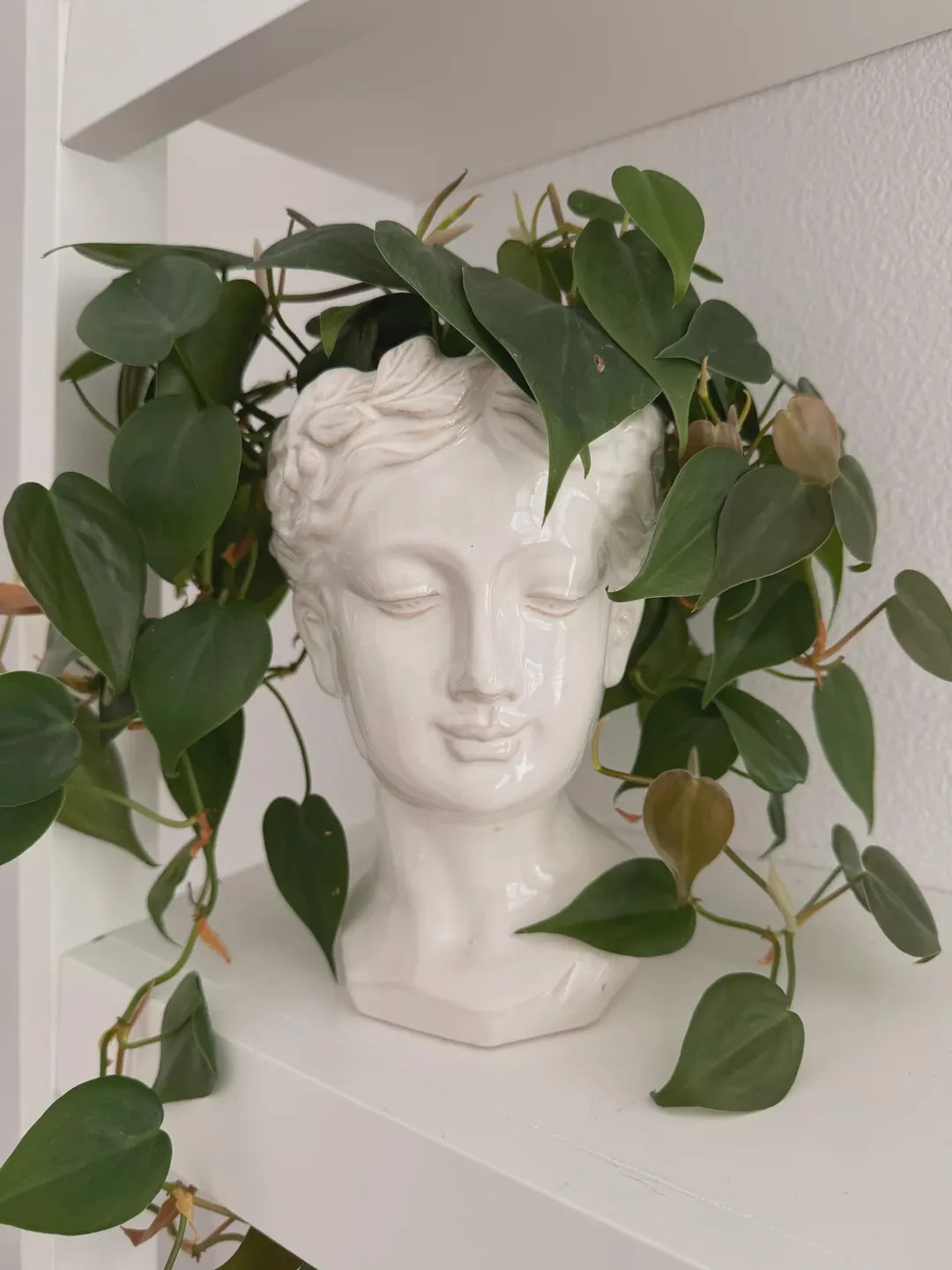 White Grecian Bust Planter | Ceramic Goddess Head Planter Pot | Greek Statue Vase | Indoor Plant ... | Etsy (Global)