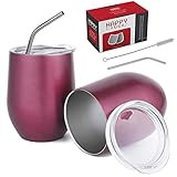 Happycheers Stainless Steel Tumbler Cups 12 Oz Portable Wine Glasses Metal Coffee Mug for Outdoor Be | Amazon (US)