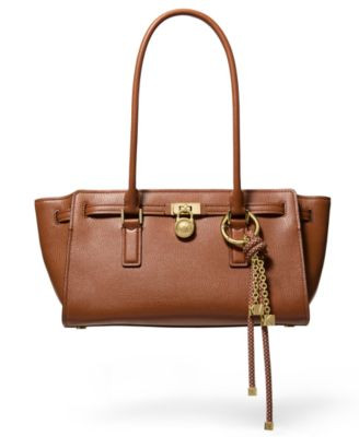 Michael Kors Hamilton Moderne Medium Leather slim shoulder Satchel Handbag | Macy's