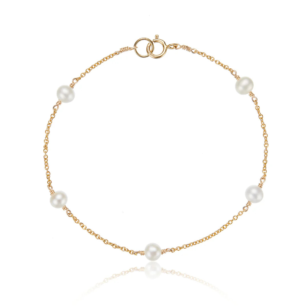 Gold Five Pearl Bracelet | Lily & Roo