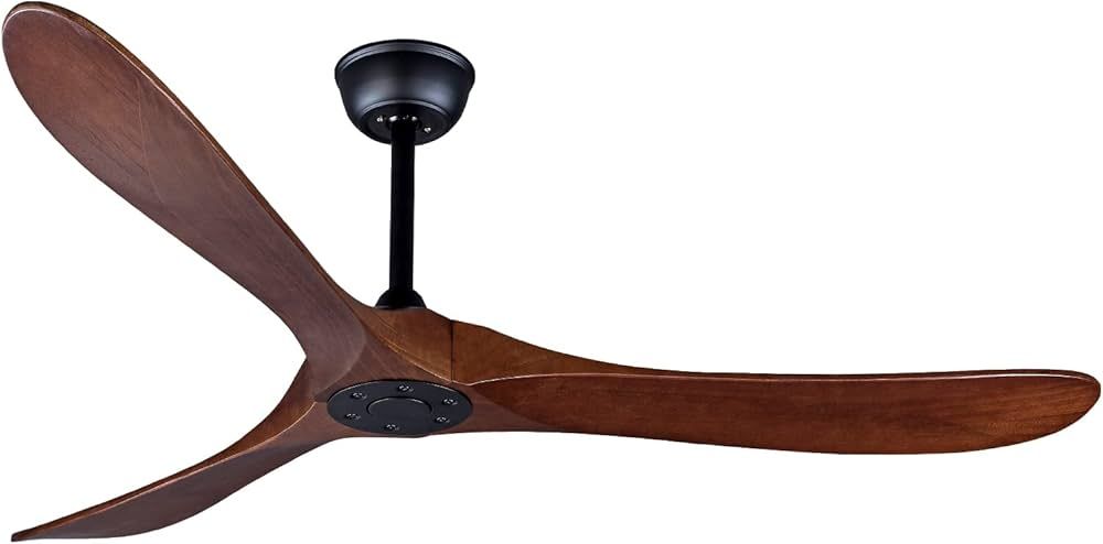 Bigzone 60" Outdoor Ceiling Fan Without Light, Energy Efficient DC Motor, 3 Solid Wood Blades, Wo... | Amazon (US)