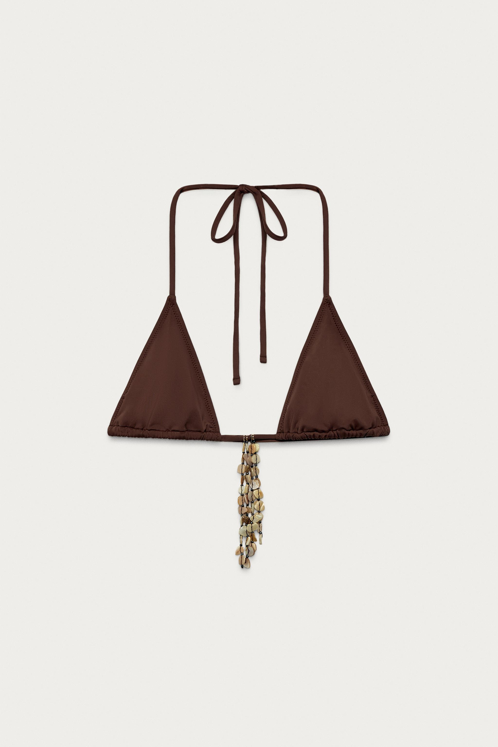 MARISA BERENSON X ZARA SHELL TRIANGLE BIKINI TOP | Zara US