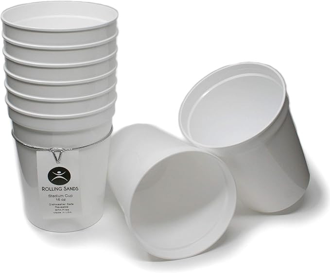 Rolling Sands 16 oz. Reusable Plastic Stadium Cups, 8 Pack, Made in USA, BPA-Free Dishwasher Safe... | Amazon (US)