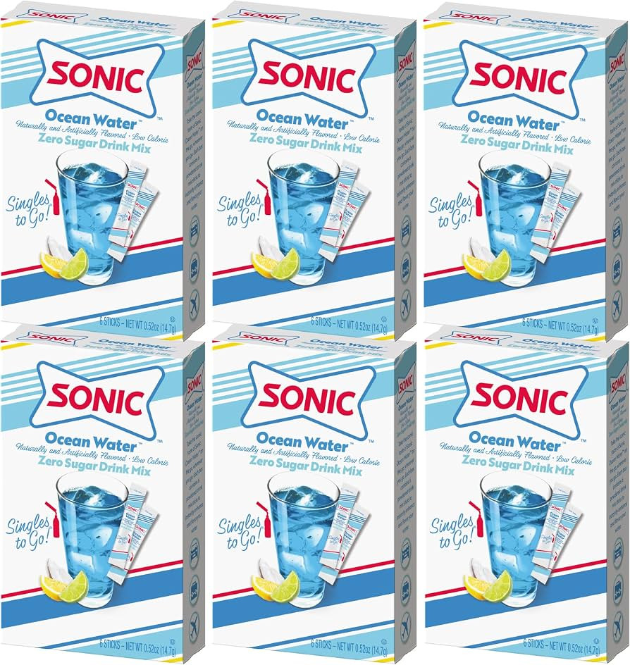 Sonic Singles to Go Powdered Drink Mix, Ocean Water, 6 Sticks per Box, 6 Boxes included (36 Stick... | Amazon (US)