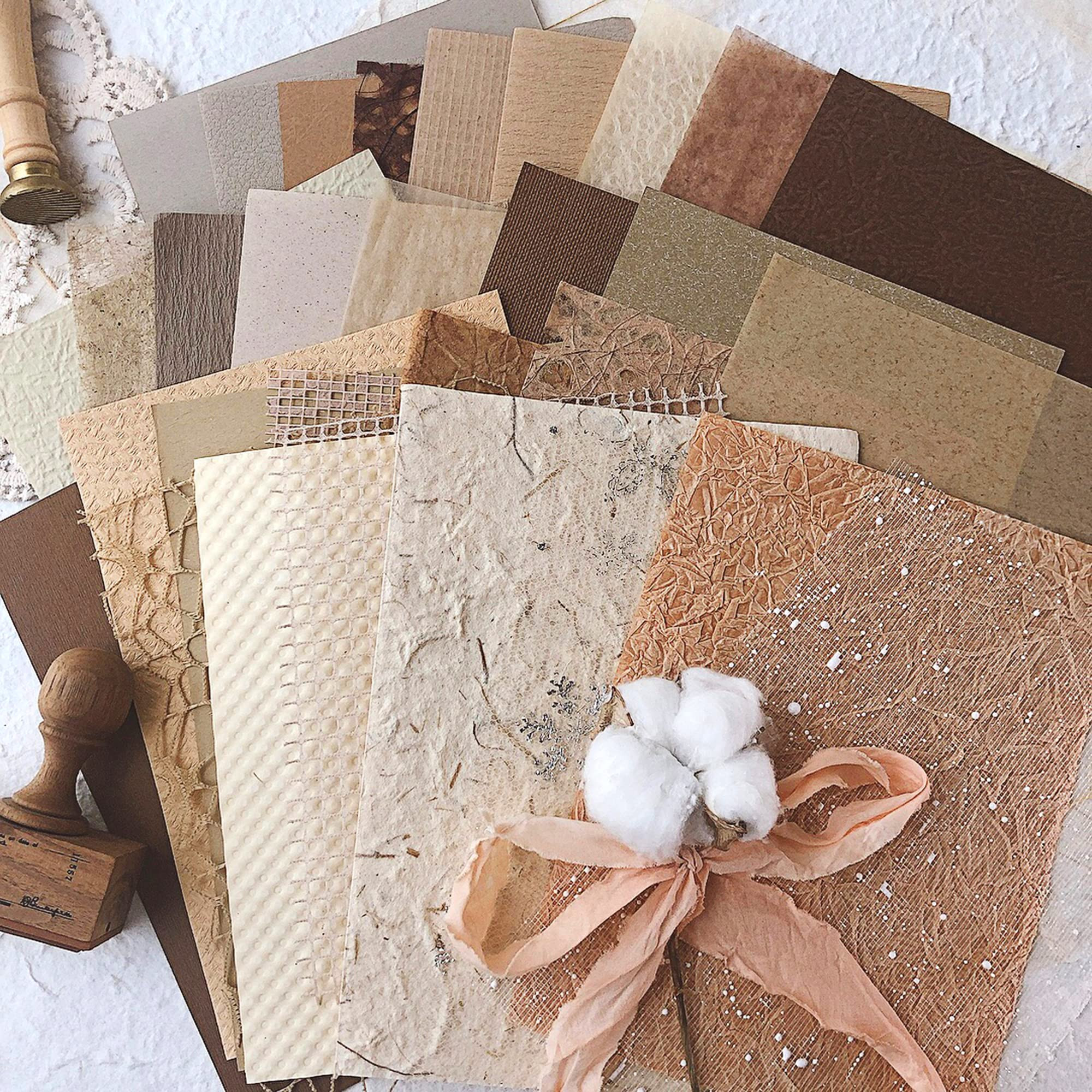 Aromoty 30 sheets A5 Large Textured Scrapbook Paper&Mesh Fabric set - Handmade Craft Mulberry Spe... | Amazon (US)