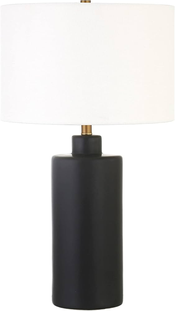 Carlina 25" Tall Ceramic Table Lamp with Fabric Shade in Matte Black/White | Amazon (US)
