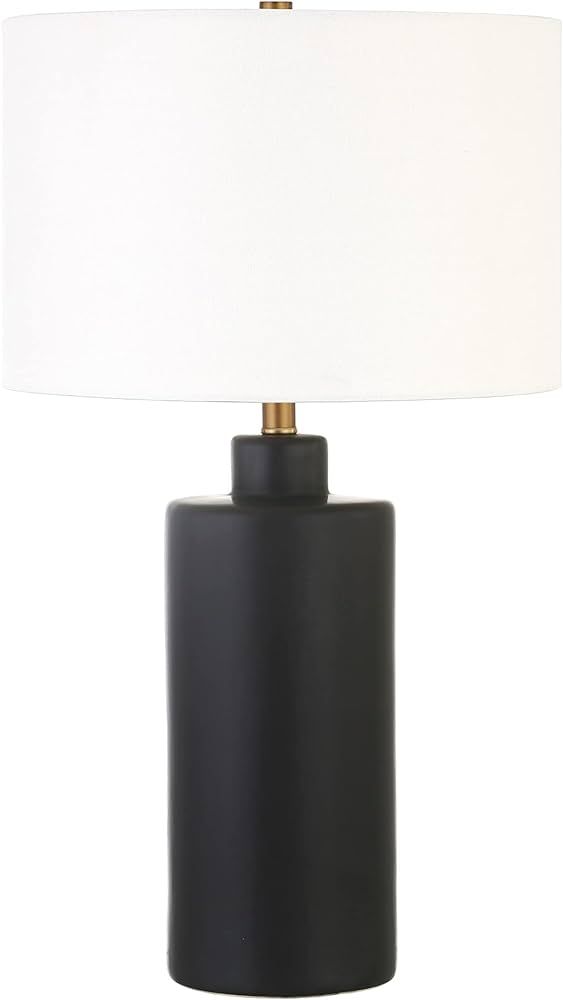 Carlina 25" Tall Ceramic Table Lamp with Fabric Shade in Matte Black/White | Amazon (US)