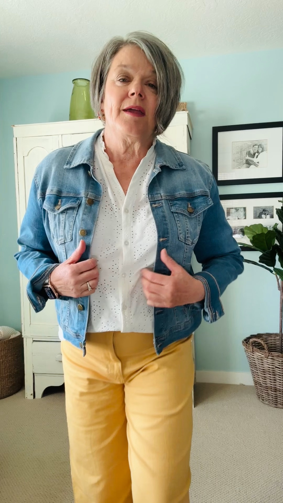 Outfit of the day for women over 50! Casual comfy cotton pants raw hem, Lacey light weight short sleeve top, denim jacket and super cute and comfy Minnetonka sandals from @coldwatercreek 



#LTKdayinmylife #LTKMidsize #LTKootd
