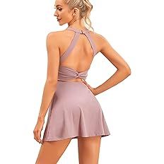 Women Summer Cut Out Twisted Everyday Dress,Workout Tennis Golf Ballet Dress with Built-in Bra & ... | Amazon (US)
