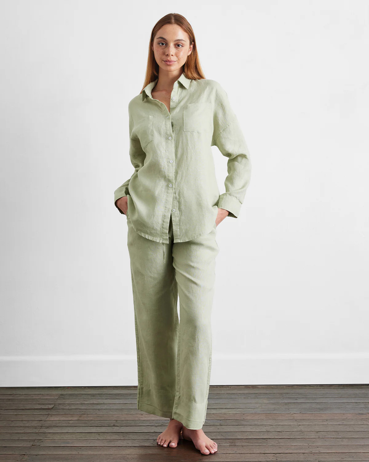 Sage 100% French Flax Linen Pants | Bedthreads AU