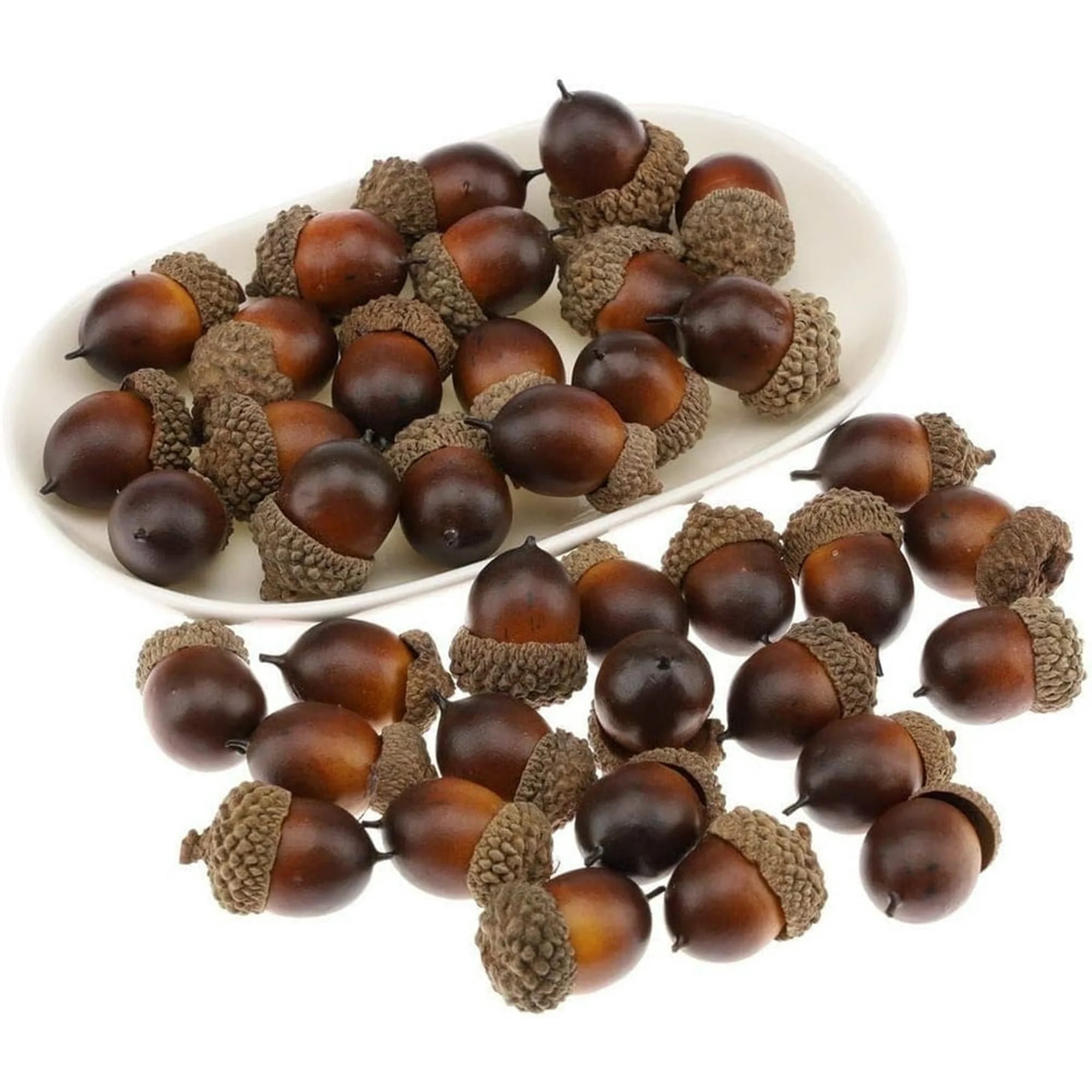 Triani 50Pcs Small Artificial Acorns Lifelike with Acorn Cap Fake Nutty Acorns for Home Decor for... | Walmart (US)