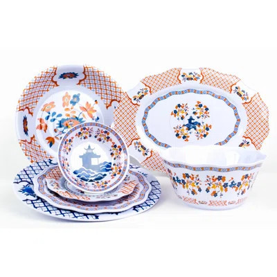 PAGODA AND FLORAL MELAMINE COLLECTION SERVICE FOR FOUR | Wayfair North America