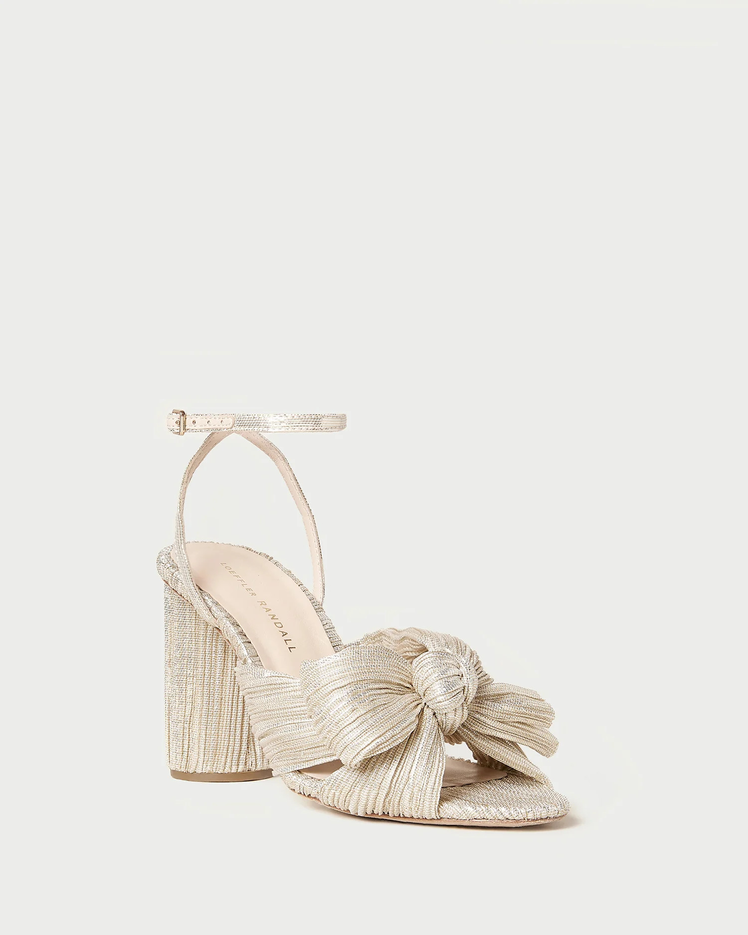 Camellia Platinum Pleated Bow Heel | Loeffler Randall