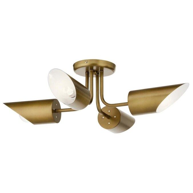 Kichler Trentino 28-in Natural Brass Mid-century Semi-Flush Mount Light | Lowe's