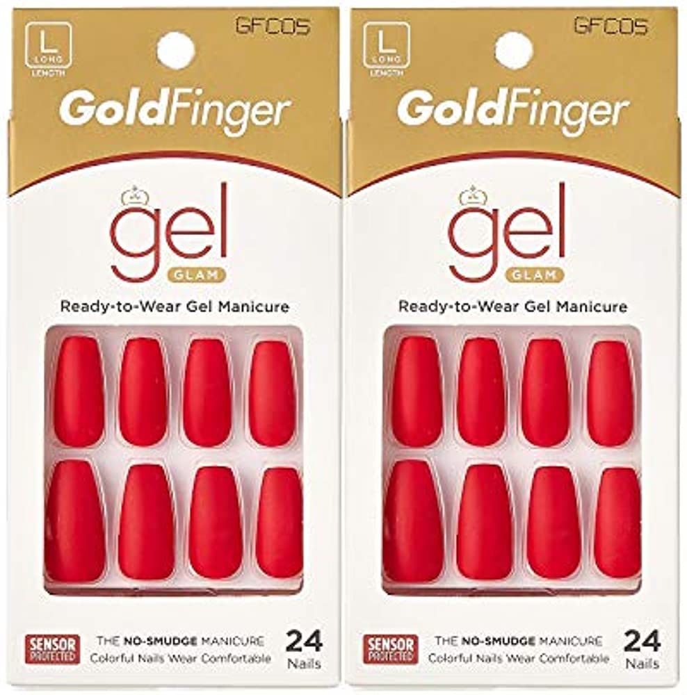 GoldFinger Press On Nails Full Cover Nails Glue On Nails Manicure Long Fake Nails with Glue (2 PA... | Amazon (US)