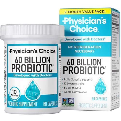 Physician's CHOICE Probiotics 60 Billion CFU - 10 Strains + Organic Prebiotics - Immune, Digestive & Gut Health - Supports Occasional Constipation, Diarrhea, Gas & Bloating - for Women & Men - 60ct | Amazon (US)