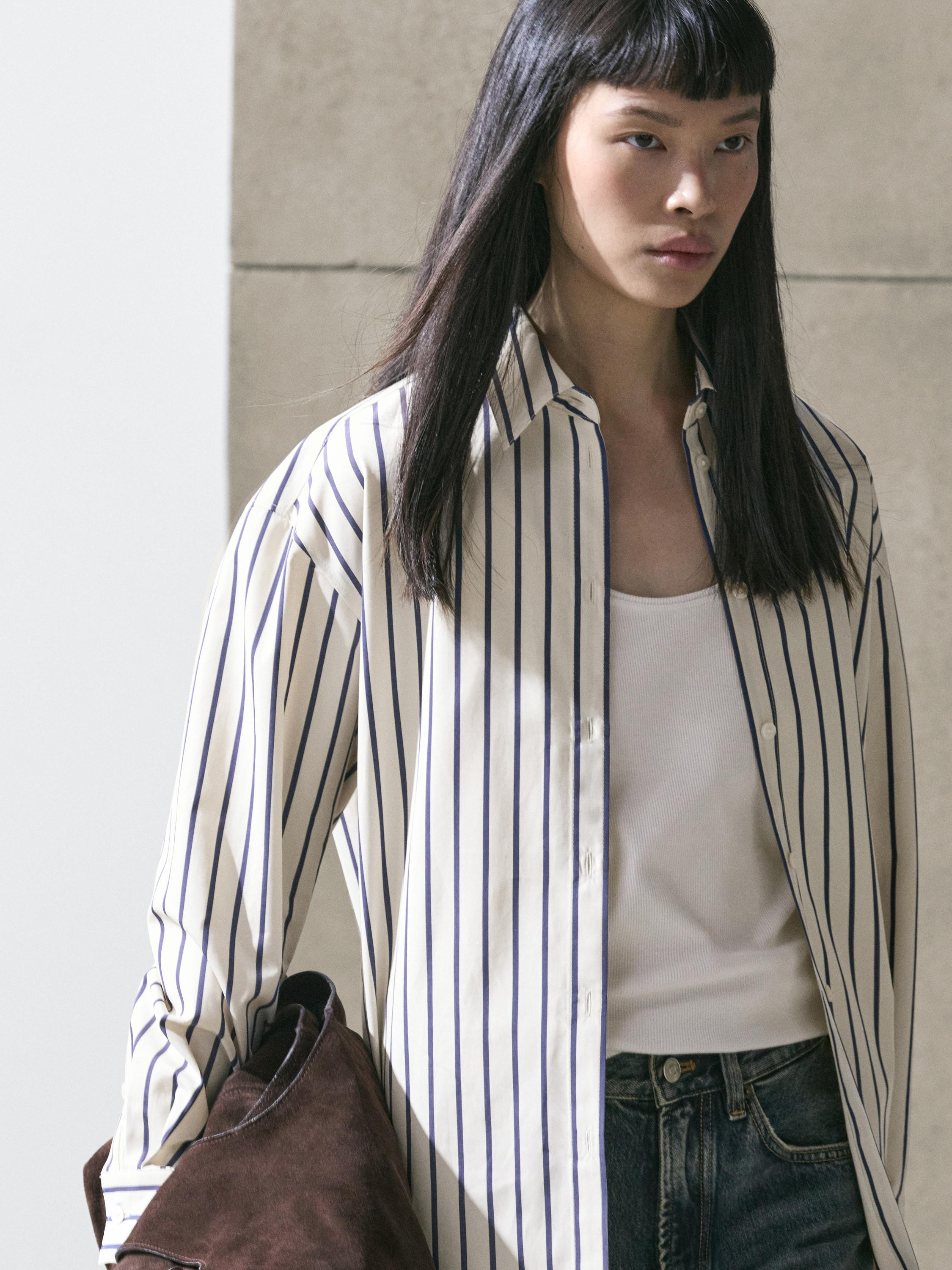 Gestreiftes Hemd aus 100% Baumwolle | Massimo Dutti DE