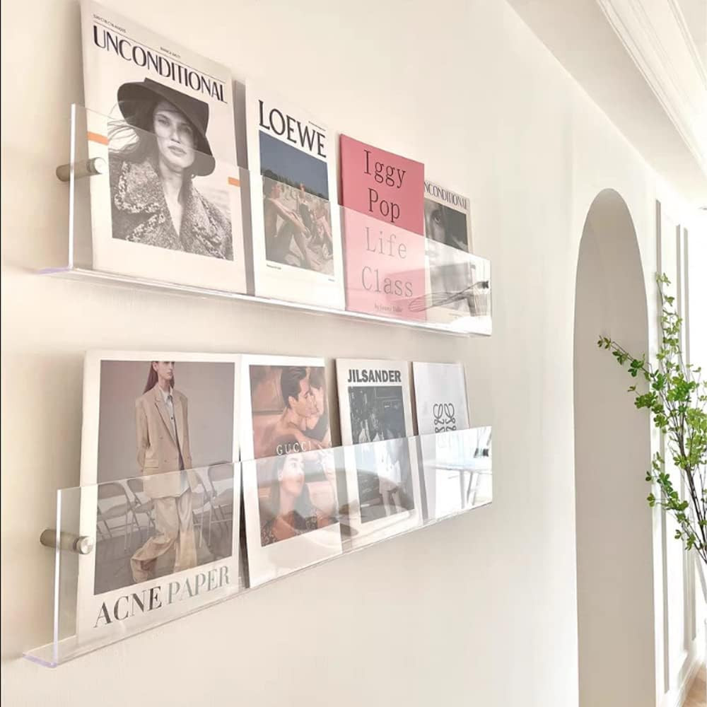 DuvinDD 2 Pack Acrylic Magazine Holder Rack Wall Mount 24 inch | Amazon (US)
