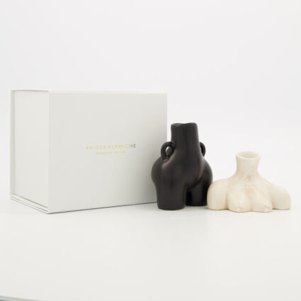 Two Pack Black & Cream Ornaments 10x9cm | TK Maxx