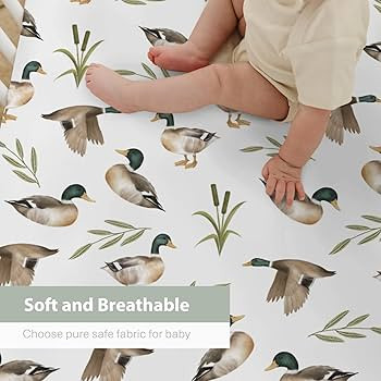 Mallard Duck Hunting Baby Crib Sheets for Boy Girl 28"x52" Wild Ducks Leaves Soft Stretchy Fitted... | Amazon (US)