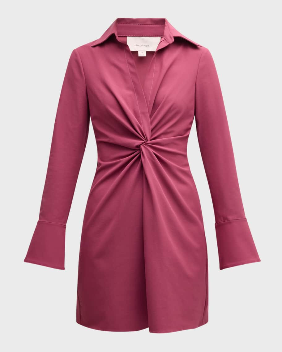 Cinq a Sept Mckenna Twist-Front Collared Dress | Neiman Marcus