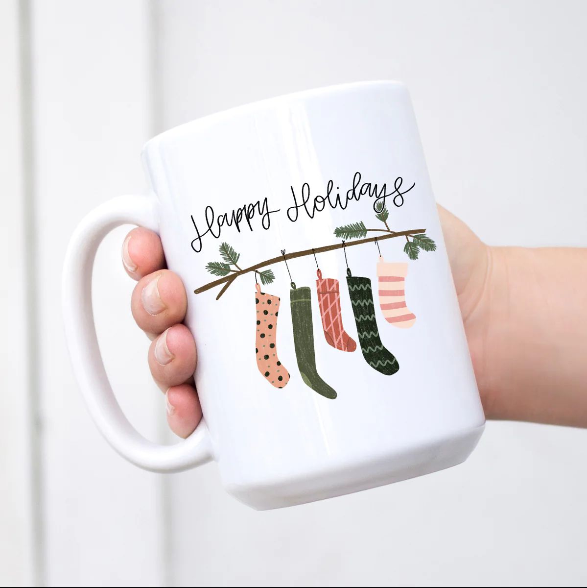 Happy Holidays Stockings Mug | Sweet Mint Handmade Goods