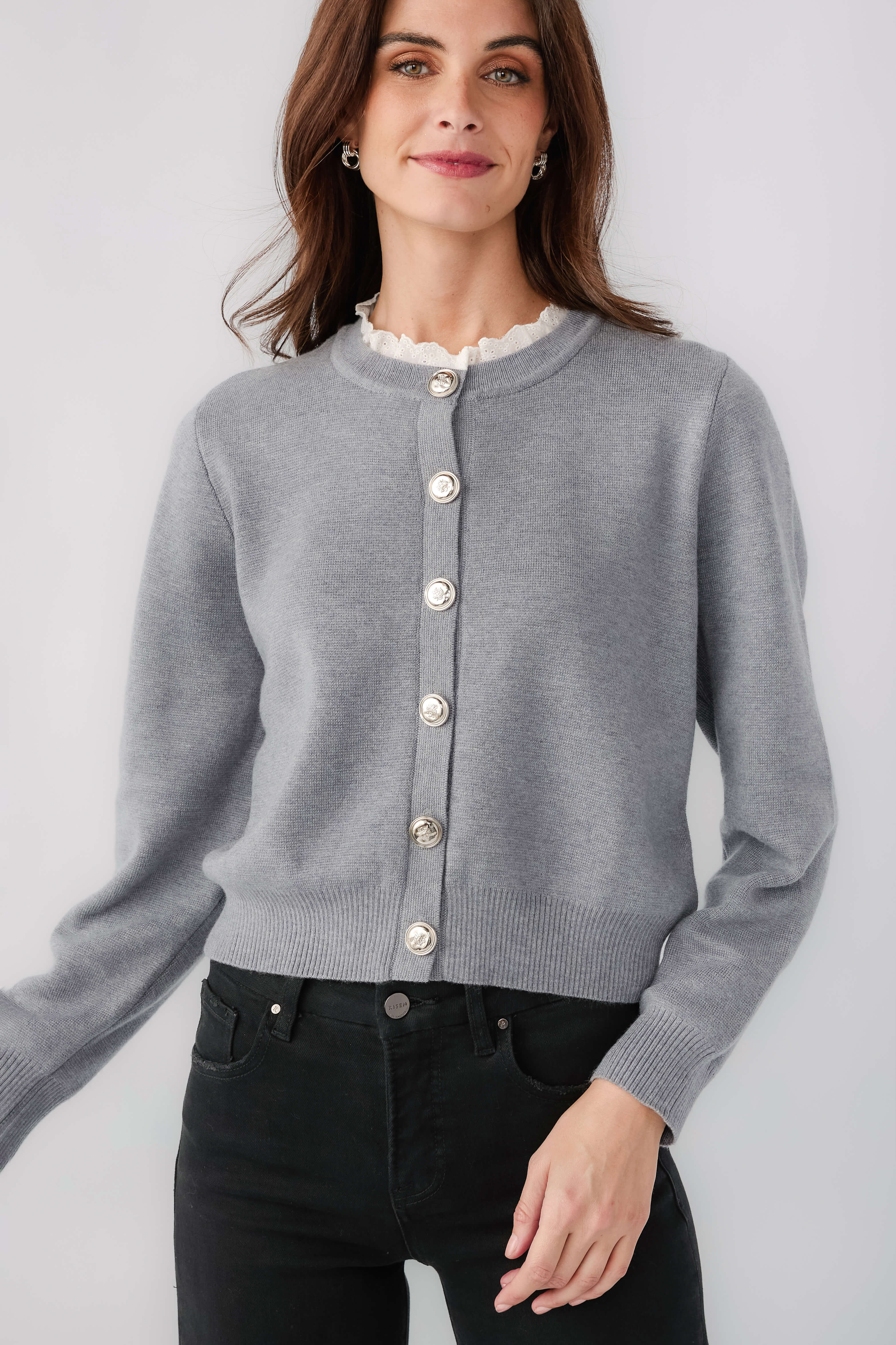 Lalavon Ruffled Button Down Cardigan | Social Threads
