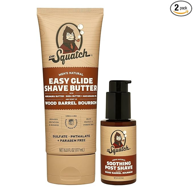 Dr. Squatch Wood Barrel Bourbon Smooth Shave Bundle - Easy Glide Butter + Soothing Post Shave - N... | Amazon (US)