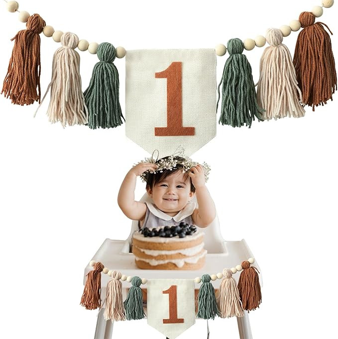 Handmade Boho 1st Birthday High Chair Banner Party Decoration For Girl Baby Shower Wall Hangings ... | Amazon (US)