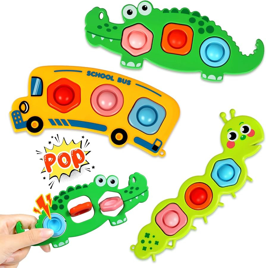 3PC Pop Fidget Sensory Toy for Toddlers 3-5, Montessori Toys for 3+ Years Old, Airplane Car Trave... | Amazon (US)