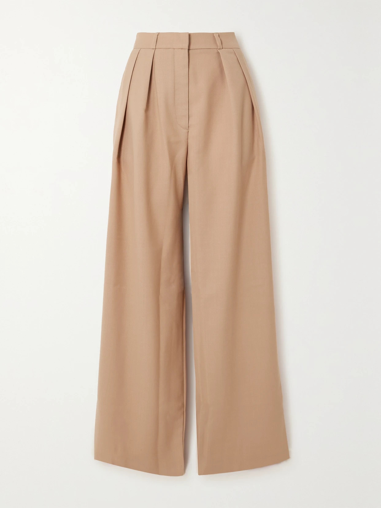 The Frankie Shop - Tansy Pleated Twill Wide-leg Pants - Brown | NET-A-PORTER (US)