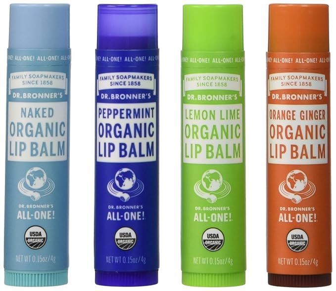 Dr. Bronner's - Organic Lip Balm (4-Pack Variety Peppermint, Orange Ginger, Naked, Lemon Lime) - ... | Amazon (US)