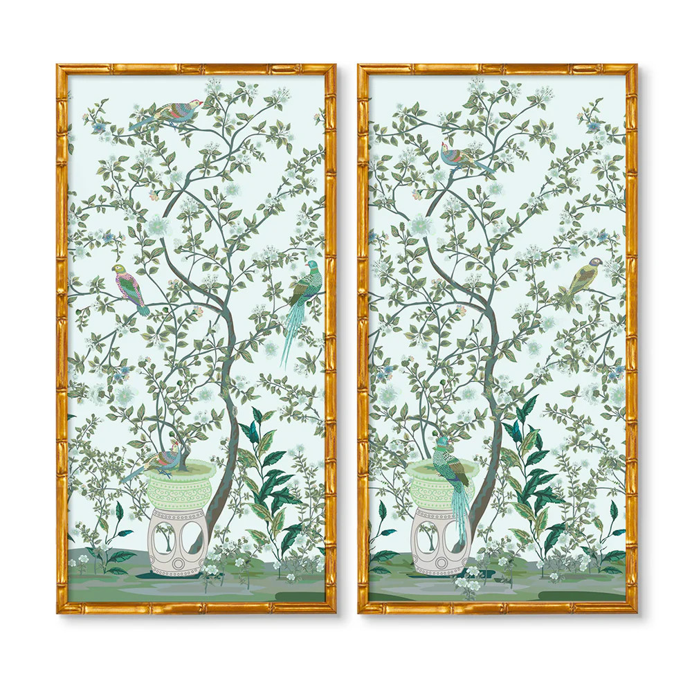 Sitting Bird Panel Pair | Urban Garden Prints