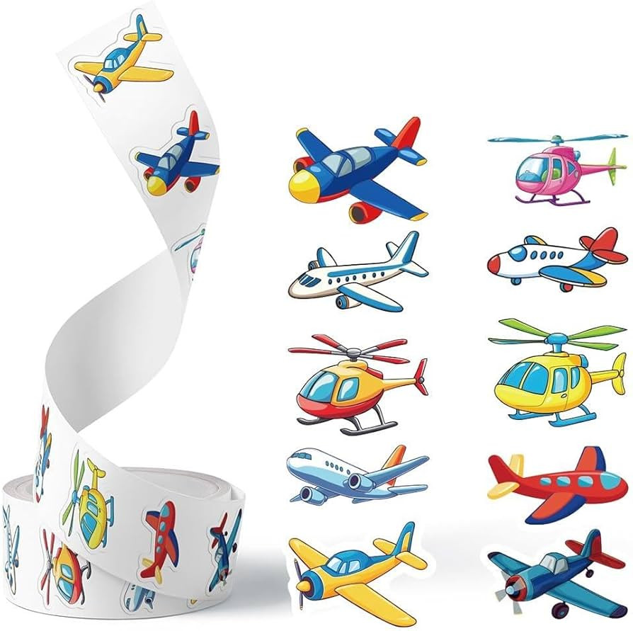 500Pcs Cartoon Airplane Sticker Roll Colorful Aircraft Labels Waterproof Planes Funny Graffiti De... | Amazon (US)